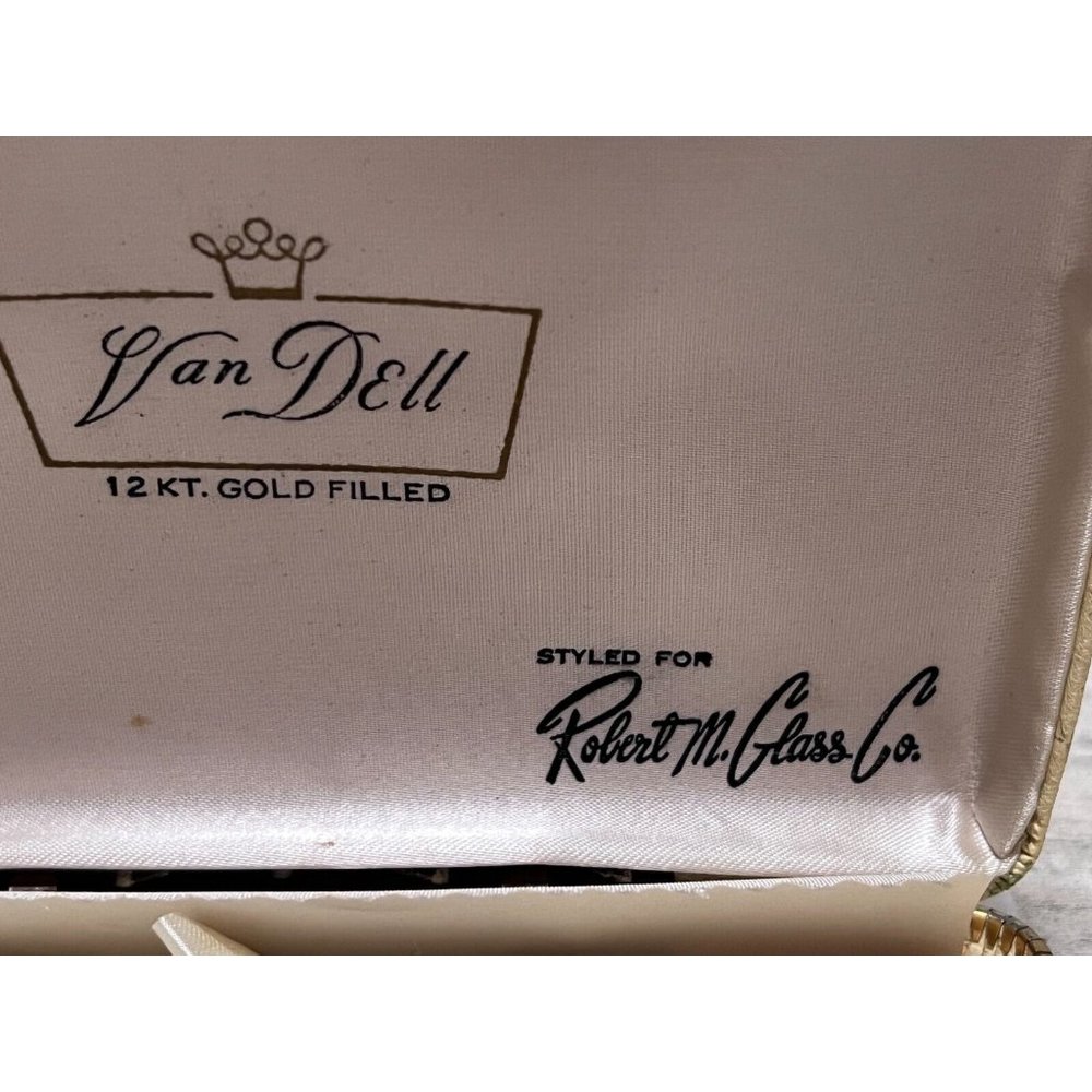 Vintage Signed VAN DELL 12k Gold Filled Brooch & Scew-Back Earring Set Blue - Picture 7 of 16